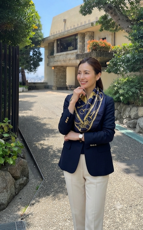 ヨドコウ迎賓館の静寂と、伝統が息づく「横浜スカーフ」の気品ある装い